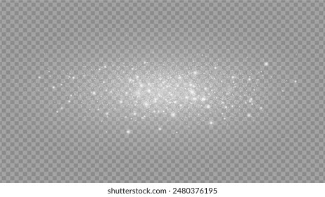 The dust sparks and golden stars shine with special light. Vector sparkles on a transparent background. . Stock royalty free vector illustration. PNG	