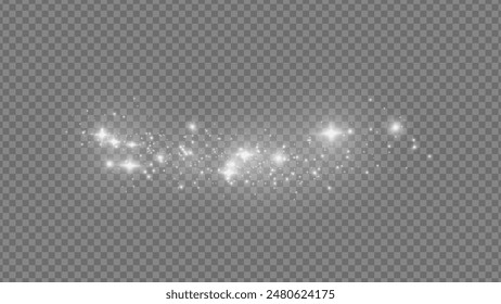 The dust sparks and golden stars shine with special light. Vector sparkles on a transparent background. . Stock royalty free vector illustration. PNG	