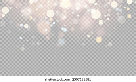 The dust sparks and golden stars shine with special light. Vector sparkles on a transparent background. . Stock royalty free vector illustration. PNG	