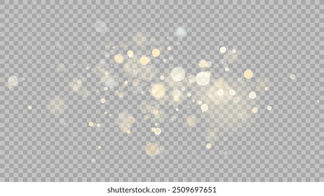 The dust sparks and golden stars shine with special light. Vector sparkles on a transparent background. . Stock royalty free vector illustration. PNG	