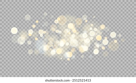 The dust sparks and golden stars shine with special light. Vector sparkles on a transparent background. . Stock royalty free vector illustration. PNG	