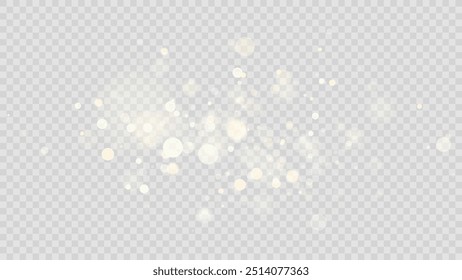 The dust sparks and golden stars shine with special light. Vector sparkles on a transparent background. . Stock royalty free vector illustration. PNG	