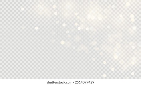 The dust sparks and golden stars shine with special light. Vector sparkles on a transparent background. . Stock royalty free vector illustration. PNG	