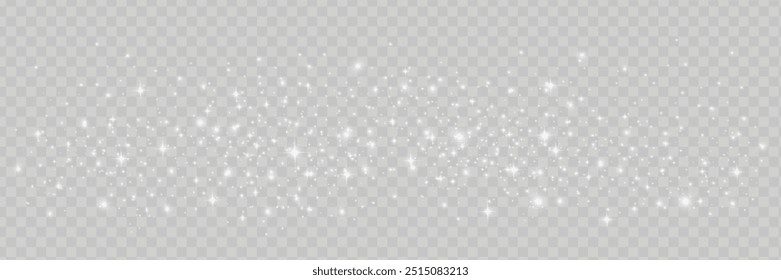 The dust sparks and golden stars shine with special light. Vector sparkles on a transparent background. Christmas light effect. Sparkling magical dust particles.