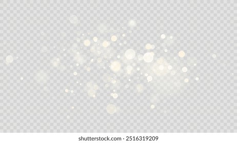 The dust sparks and golden stars shine with special light. Vector sparkles on a transparent background. . Stock royalty free vector illustration. PNG	