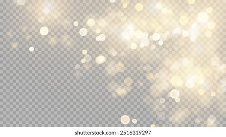 The dust sparks and golden stars shine with special light. Vector sparkles on a transparent background. . Stock royalty free vector illustration. PNG	