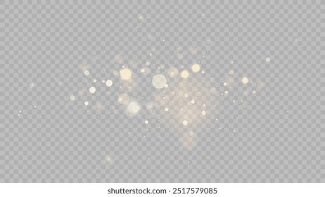 The dust sparks and golden stars shine with special light. Vector sparkles on a transparent background. . Stock royalty free vector illustration. PNG	