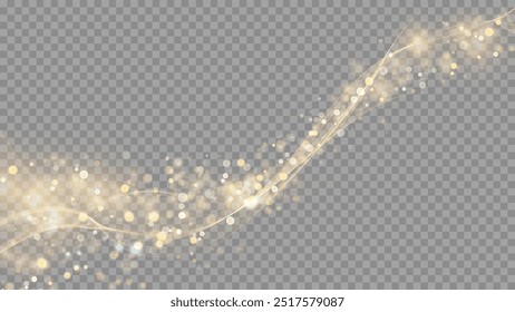 The dust sparks and golden stars shine with special light. Vector sparkles on a transparent background. . Stock royalty free vector illustration. PNG	