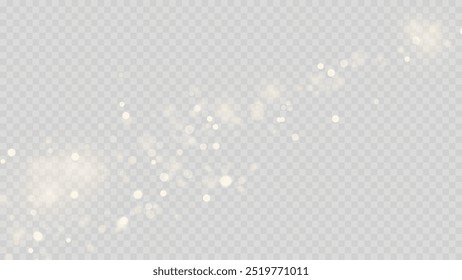 The dust sparks and golden stars shine with special light. Vector sparkles on a transparent background. . Stock royalty free vector illustration. PNG	