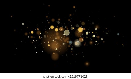 The dust sparks and golden stars shine with special light. Vector sparkles on a transparent background. . Stock royalty free vector illustration. PNG	