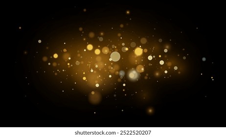 The dust sparks and golden stars shine with special light. Vector sparkles on a transparent background. Stock royalty free vector illustration. PNG	