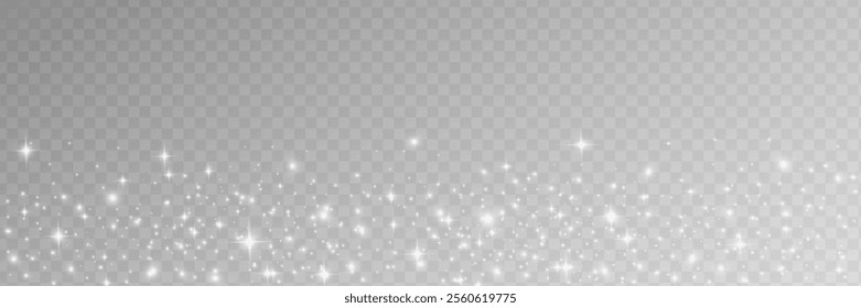 The dust sparks and golden stars shine with special light. Vector sparkles on a transparent background. Christmas light effect. Sparkling magical dust particles.