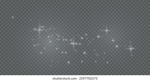  The dust sparks and golden stars shine with special light. Vector sparkles on a transparent background. Christmas light effect. Sparkling magical dust particles.