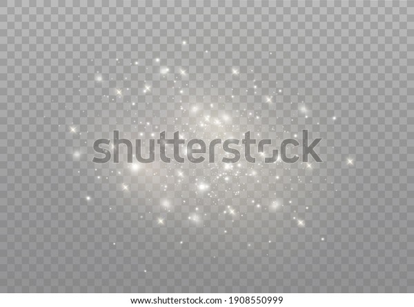 The dust sparks and\
golden stars shine with special light. Vector sparkles on a\
transparent background. Christmas light effect. Sparkling magical\
dust particles.