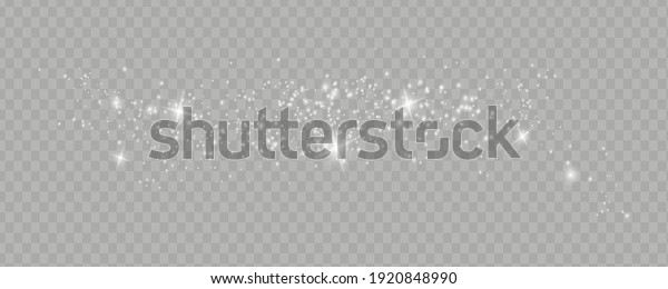 The dust sparks and\
golden stars shine with special light. Vector sparkles on a\
transparent background.