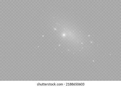 Dust sparks and stars shine with a special light. Christmas light effect. Glittering particles of magic dust.Vector sparkles on a transparent background.