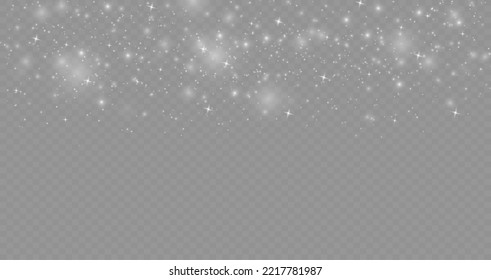 Dust sparks and stars shine with a special light. Christmas light effect. Glittering particles of magic dust.Vector sparkles on a transparent background.