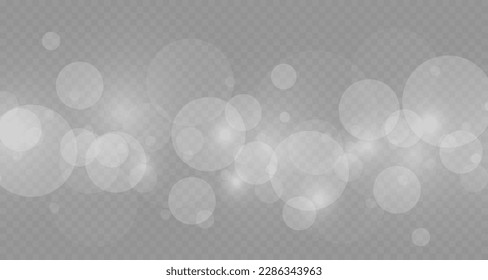 Dust sparks and stars shine with a special light. Christmas light effect. Glittering particles of magic dust.Vector sparkles on a transparent background.