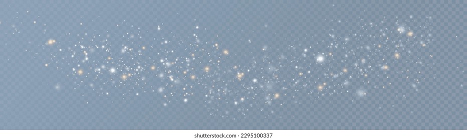 Dust sparks and stars shine with a special light. Christmas light effect. Glittering particles of magic dust.Vector sparkles on a transparent background.