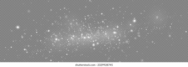 Dust sparks and stars shine with a special light. Christmas light effect. Glittering particles of magic dust.Vector sparkles on a transparent background.