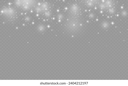 Dust sparks and stars shine with a special light. Christmas light effect. Glittering particles of magic dust.Vector sparkles on a transparent backgrou