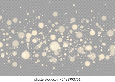 Dust sparks and stars shine with a special light. Christmas light effect. Glittering particles of magic dust.Vector sparkles on a transparent background.