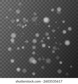 Dust sparks and stars shine with a special light. Christmas light effect. Glittering particles of magic dust. Vector. Vector sparkles on a transparent background