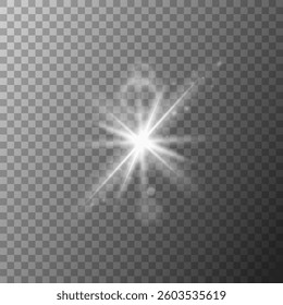 Dust sparks and stars shine with a special light. Christmas light effect. Glittering particles of magic dust. Vector. Vector sparkles on a transparent background