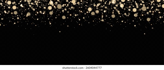 Dust sparks and stars shine with a special light. Christmas light effect. Glittering particles of magic dust.Vector sparkles on a transparent background.