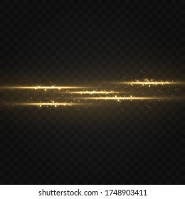 Dust sparks and white shiny stars with linear light. Vector sparkles on a transparent background. Christmas light effect. Sparkling magical dust particles.