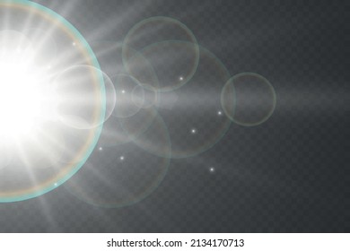 The dust sparks and white stars shine with special light. Sparkling magical dust particles. Magic christmas concept. Vector starry cloud with dust on a transparent background.