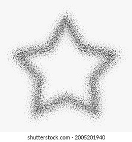 Staubstern. Vektor Aerosol schwarzen Stern. Weißer Hintergrund und Staubform des Sterns.