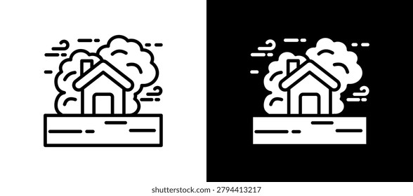 Dust Storm Icon Set In Black And White Filled Style Collection