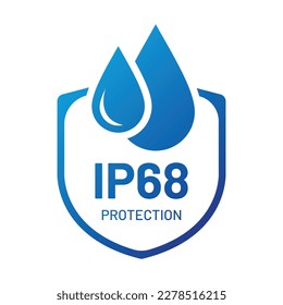 Dust and water protection ip68 standard. Dust-proof label. Vector image.