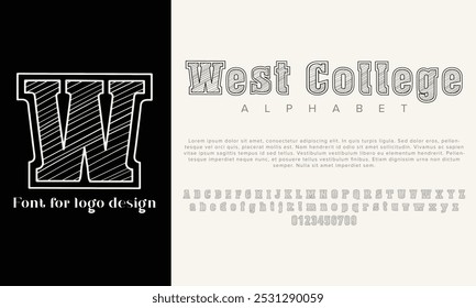 Dust West College vector alphabet font for logo design