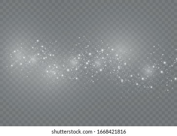 Dust White. White Sparks And Golden Stars Shine With Special Light. Vector Sparkles On A Transparent Background. Christmas Abstract Pattern.