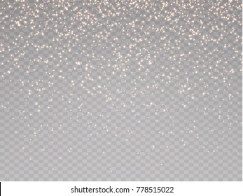 Dust white. White sparks and golden stars shine with special light. Vector sparkles on a transparent background.	