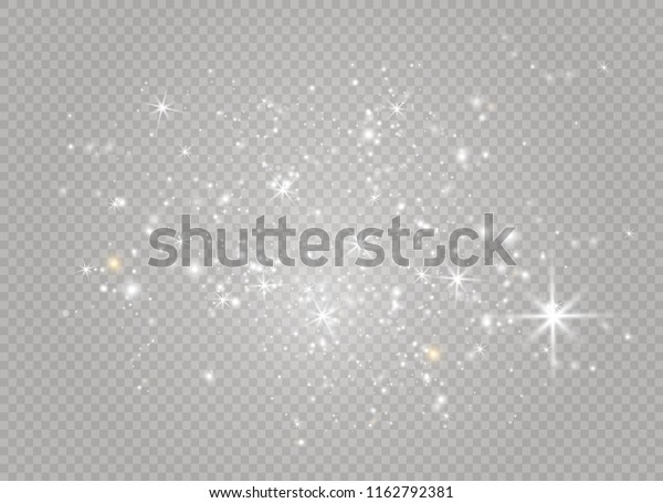 Dust white.\
White sparks and golden stars shine with special light. Vector\
sparkles on a transparent background. Christmas abstract pattern.\
Sparkling magical dust\
particles.