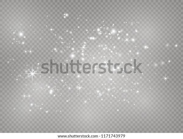 白い背景にほこり 白い火花と金色の星は特別な光で輝く 透明な背景にベクター画像の輝き クリスマスの抽象的パターン 輝く魔法のほこりの粒子 のベクター画像素材 ロイヤリティフリー