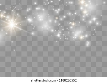 The dust is yellow. yellow sparks and golden stars shine with special light. Vector sparkles on a transparent background. Christmas light effect. Sparkling magical dust particles.