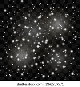 The dust is yellow. yellow sparks and golden stars shine with special light. Vector sparkles on a transparent background. Christmas light effect. Sparkling magical dust particles. 