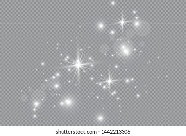 The dust is yellow. yellow sparks and golden stars shine with special light. Vector sparkles on a transparent background. Christmas light effect. Sparkling magical dust particles.