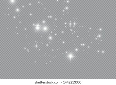 The dust is yellow. yellow sparks and golden stars shine with special light. Vector sparkles on a transparent background. Christmas light effect. Sparkling magical dust particles.