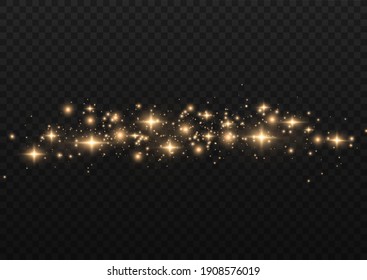 The Dust Is Yellow. Yellow Sparks And Golden Stars Shine With Special Light. Vector Sparkles On A Transparent Background. Christmas Light Effect. Sparkling Magical Dust Particles.