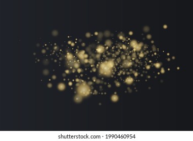 The dust is yellow. yellow sparks and golden stars shine with special light. Vector sparkles on a transparent background. Christmas light effect. Sparkling magical dust particles.