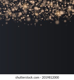 The dust is yellow. yellow sparks and golden stars shine with special light. Vector sparkles on a transparent background. Christmas light effect. Sparkling magical dust particles.