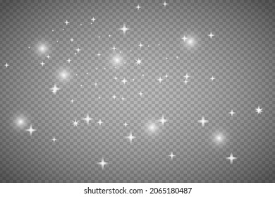 The dust is yellow. yellow sparks and golden stars shine with special light. Vector sparkles on a transparent background. Christmas light effect. Sparkling magical dust particles.