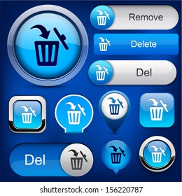 Dustbin blue design elements for website or app. Vector eps10. 