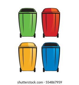 dustbin color variations-vector drawing