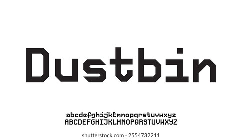 Dustbin, Creative simple modern urban alphabet font. Digital abstract futuristic, logo, music, sport, minimal technology typography. Simple numeric vector illustration

